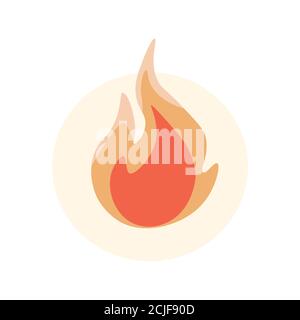 Illustration plate à vecteur de flamme isolée sur fond blanc. Icône de flamme orange. Flamme brûlante ou feu chaud, silhouette de feu pour la conception de sites Web ou d'applications mobiles. Illustration de Vecteur