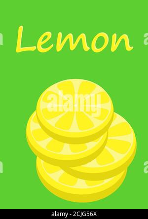 Image vectorielle des tranches de citron de couleur jaune. Illustration de Vecteur