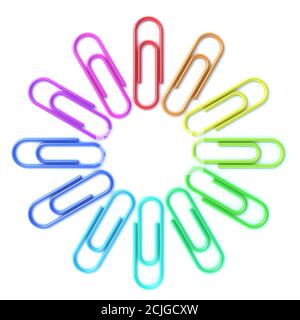 trombones colorés isolés sur fond blanc Banque D'Images