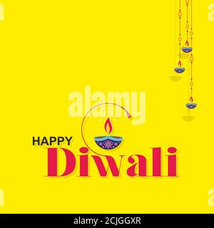 Happy Diwali Banner, Indian Hindu Festival of Lights Banque D'Images