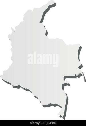 Colombie - carte de silhouette grise en 3d de la région avec ombre portée. Illustration simple à vecteur plat. Illustration de Vecteur