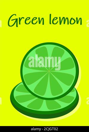 Tranches d'image vectorielle de fruit vert citron. Illustration de Vecteur