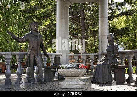 Monument à Pouchkine dans Krasnoyarsk. La Russie Banque D'Images