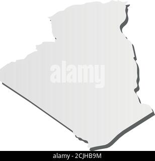 Algérie - carte de silhouette grise en 3d de la région avec ombre portée. Illustration simple à vecteur plat. Illustration de Vecteur