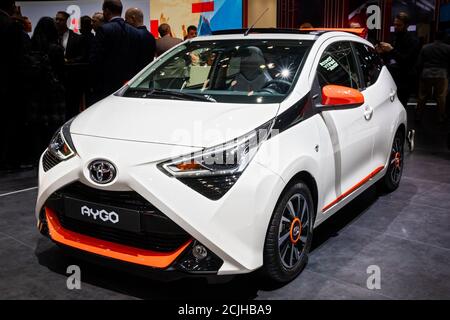 Nouvelle voiture Toyota Aygo X-Play au 89e salon international de l'automobile de Genève. Genève, Suisse - 5 mars 2019. Banque D'Images