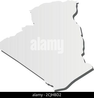 Algérie - carte de silhouette grise en 3d de la région avec ombre portée. Illustration simple à vecteur plat. Illustration de Vecteur