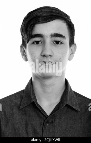 Portrait de face of young handsome boy persan Banque D'Images