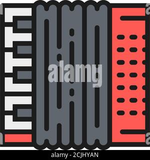 Icône de ligne de couleur plate de la baie, accordéon vectoriel. Illustration de Vecteur