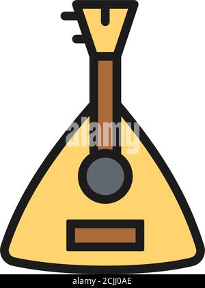 Balalaika, instrument de musique russe plat ligne de couleur icône. Illustration de Vecteur