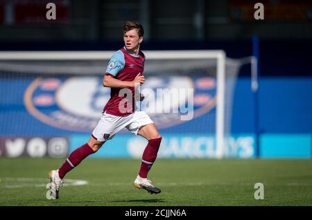 Kingston, Royaume-Uni. 14 septembre 2020. Alfie Lewis de West Ham United lors du match Premier League 2 entre Chelsea U23 et West Ham United U23 à Kingsmeadow, Kingston, Angleterre, le 14 septembre 2020. Photo d'Andy Rowland. Crédit : Prime Media Images/Alamy Live News Banque D'Images