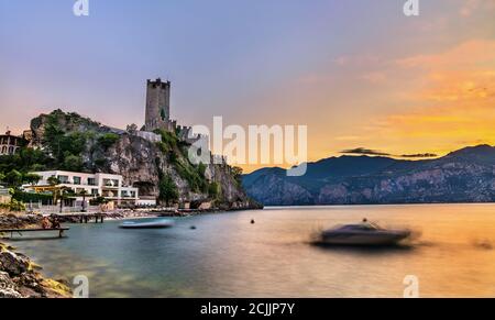 Château Scaliger à Malcesine sur le lac de Garde, Italie Banque D'Images