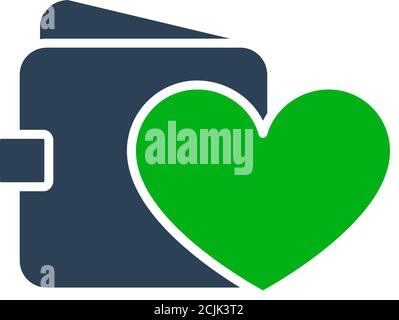Portefeuille avec icône en forme de cœur. Assurance argent, comme, symbole de rétroaction Illustration de Vecteur
