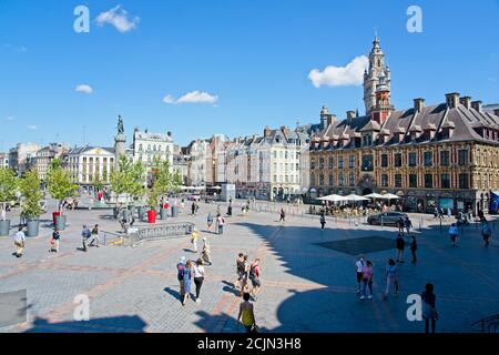 Lille France - 4 août 2020 - place de la ville (Place Charles de Gaulle) à Lille en France Banque D'Images