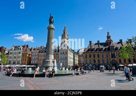 Lille France - 4 août 2020 - place de la ville (Place Charles de Gaulle) à Lille en France Banque D'Images