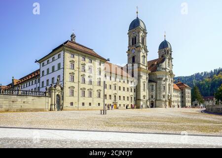 Abbaye bénédictine de notre-Dame des Hermites dans la ville de pèlerinage d'Einsiedeln (nom de la ville : ermitage), canton de Schwyz. Suisse. Banque D'Images