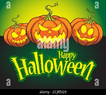Halloween citrouille avec visages effrayants drôle différentes formes et couleurs, citrouille avec visages effrayants drôle différentes formes et couleurs Illustration de Vecteur