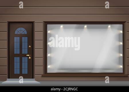 Façade de magasin avec grande façade en verre Illustration de Vecteur