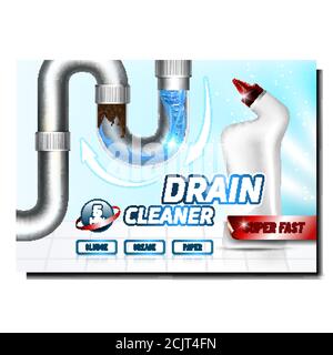 Vecteur d'affiche promotionnelle publicitaire pour le produit de nettoyage pour drains Illustration de Vecteur