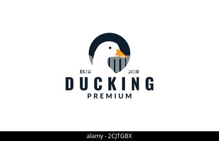 silhouette de cercle de tête de cygne ou d'oie ou de canard d'oiseau animal logo Illustration de Vecteur