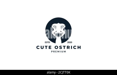 tête d'autruche d'oiseau animal visage adorable silhouette logo Illustration de Vecteur