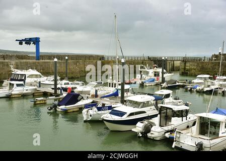 Les photos montrent Porthcawl Harbour (marina) et Coney Beach, comté de Bridgend, avant le développement planifié Banque D'Images