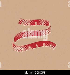 Icône de ruban de mesure en demi-ton. Grunge l'illustration du vecteur d'arrière-plan. Illustration de Vecteur