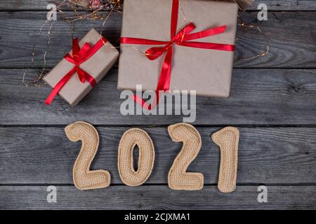 Bonne nouvelle année chinoise 2021 fond avec des numéros crochetés 2021 Banque D'Images