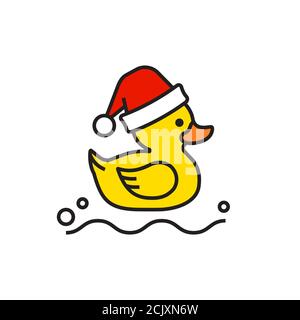 Symbole de noël en caoutchouc jaune de canard mouerry isolé Illustration de Vecteur