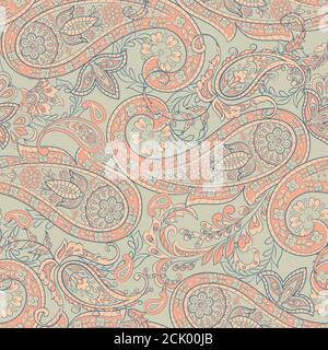 Motif ethnique à motif cachemire fleuri. Décoration sans couture. Motifs ornementaux des motifs de tissus indiens. Illustration de Vecteur