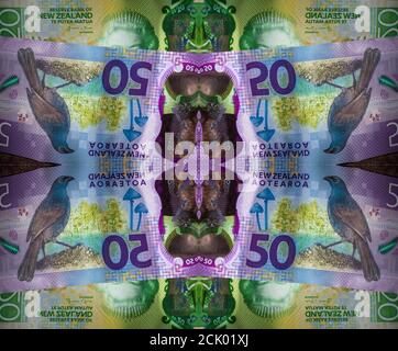 Monnaie de la Nouvelle-Zélande 2020: Billets en dollars. Banque D'Images