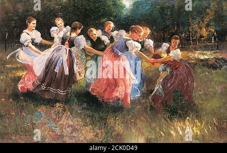 Ujvary Ignac - le Rite du printemps - Ecole hongroise - 19e siècle Banque D'Images