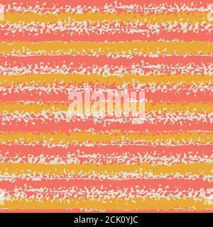 Arrière-plan moderne à rayures vectorielles sans couture. Toile de fond de rayures horizontales parées de rose et d'orange. Effet de dessin crayon. Linéaire Illustration de Vecteur