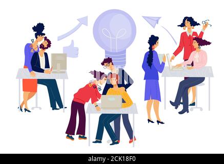 Réunion et travail de brainstorming des gens d'affaires. Illustration de Vecteur