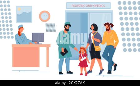 Service d'orthopédie des enfants à l'hôpital avec un médecin. Illustration de Vecteur