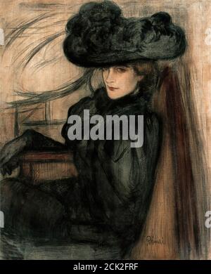 Rippl-Ronai Jozsef - Dame au voile noir (Portrait de Mme Mazet) - École hongroise - 19e siècle Banque D'Images