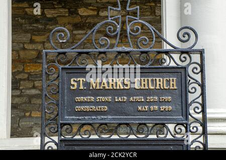 Eglise St Marc In-the-Bowery, panneau, East Village, New York City, New York, États-Unis Banque D'Images
