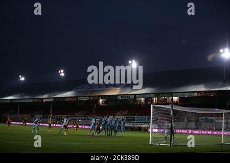 Newport, Royaume-Uni. 15 septembre 2020. Vue générale du jeu. Carabao Cup EFL Cup 2nd round Match, Newport County v Cambridge Utd au Rodney Parade de Newport, pays de Galles, le mardi 15 septembre 2020. Cette image ne peut être utilisée qu'à des fins éditoriales. Utilisation éditoriale uniquement, licence requise pour une utilisation commerciale. Aucune utilisation dans les Paris, les jeux ou les publications d'un seul club/ligue/joueur. photo par Andrew Orchard/Andrew Orchard sports Photography/Alamy Live News crédit: Andrew Orchard sports Photography/Alamy Live News Banque D'Images