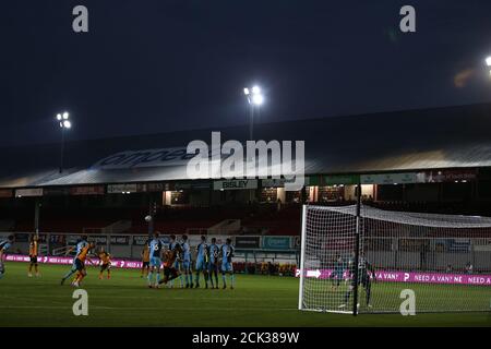 Newport, Royaume-Uni. 15 septembre 2020. Vue générale du jeu. Carabao Cup EFL Cup 2nd round Match, Newport County v Cambridge Utd au Rodney Parade de Newport, pays de Galles, le mardi 15 septembre 2020. Cette image ne peut être utilisée qu'à des fins éditoriales. Utilisation éditoriale uniquement, licence requise pour une utilisation commerciale. Aucune utilisation dans les Paris, les jeux ou les publications d'un seul club/ligue/joueur. photo par Andrew Orchard/Andrew Orchard sports Photography/Alamy Live News crédit: Andrew Orchard sports Photography/Alamy Live News Banque D'Images