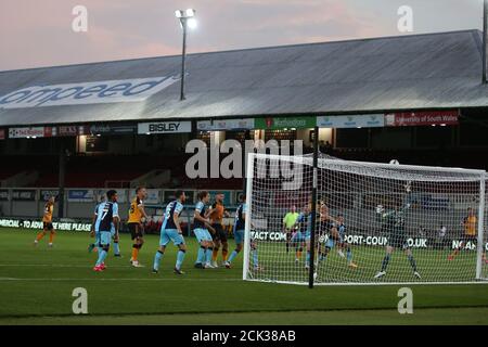 Newport, Royaume-Uni. 15 septembre 2020. Une vue générale du jeu. Carabao Cup EFL Cup 2nd round Match, Newport County v Cambridge Utd au Rodney Parade de Newport, pays de Galles, le mardi 15 septembre 2020. Cette image ne peut être utilisée qu'à des fins éditoriales. Utilisation éditoriale uniquement, licence requise pour une utilisation commerciale. Aucune utilisation dans les Paris, les jeux ou les publications d'un seul club/ligue/joueur. photo par Andrew Orchard/Andrew Orchard sports Photography/Alamy Live News crédit: Andrew Orchard sports Photography/Alamy Live News Banque D'Images