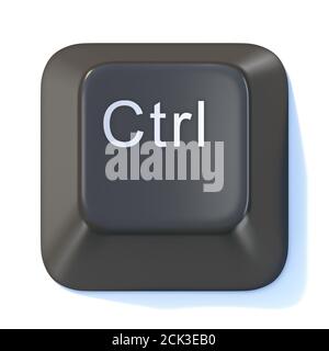Clavier d'ordinateur noir touche CTRL image de rendu 3D isolée sur arrière-plan blanc Banque D'Images
