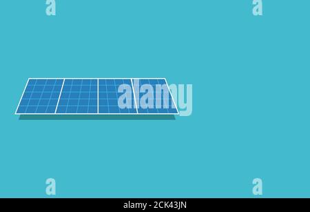 Panneau solaire à conception plate isolé sur fond bleu - Solar Energy Equipment concept image. Espace pour le texte. Banque D'Images