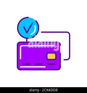 Icône de la ligne de couleur des cartes de paiement bancaires. Compte bancaire. Pictogramme pour page Web, application mobile, Promo. Élément de conception UI UX GUI. Contour modifiable. Illustration de Vecteur