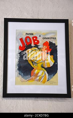 Job papier à cigarettes, affiche publicitaire de Jules Chéret (1836-1932), aquarelle de l'artiste français Maurice Boutanquoi Banque D'Images