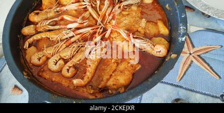 repas espagnol typique avec fruits de mer Banque D'Images