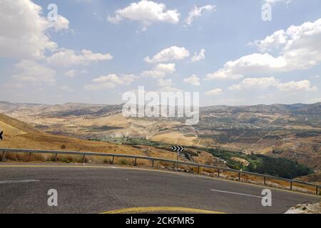 La vue sur le Golan depuis la réserve naturelle de Gamla et le second Temple, ville juive antique sur les hauteurs du Golan, Israël Banque D'Images