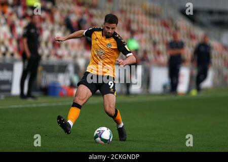 Newport, Royaume-Uni. 15 septembre 2020. Padraig Amond du comté de Newport en action. Carabao Cup EFL Cup 2nd round Match, Newport County v Cambridge Utd au Rodney Parade de Newport, pays de Galles, le mardi 15 septembre 2020. Cette image ne peut être utilisée qu'à des fins éditoriales. Utilisation éditoriale uniquement, licence requise pour une utilisation commerciale. Aucune utilisation dans les Paris, les jeux ou les publications d'un seul club/ligue/joueur. photo par Andrew Orchard/Andrew Orchard sports Photography/Alamy Live News crédit: Andrew Orchard sports Photography/Alamy Live News Banque D'Images