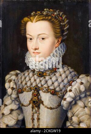 Elisabeth d'Autriche (1554-1592), Reine de France, portrait peint par François Clouet, vers 1571 Banque D'Images