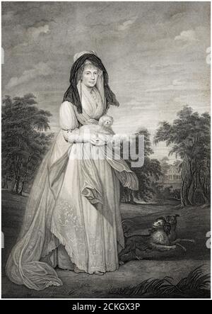 Reine Charlotte de Mecklembourg-Strelitz (1744-1818), Reine Consort du Royaume-Uni, gravure de portrait par Thomas Ryder d'après William Beechey, 1804 Banque D'Images