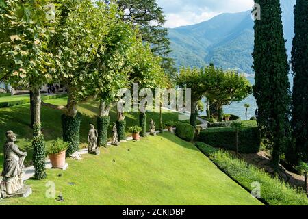 Italie. Lombardie. Lac de Côme. Autour du village de Leno. La villa Balbianello sur la péninsule de Lavedo. Les jardins Banque D'Images