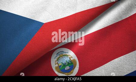 République tchèque et Costa Rica deux drapeaux tissu textile, texture textile Banque D'Images